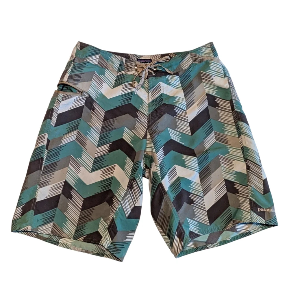 Patagonia Wavefarer Board Shorts | Men’s 32 | Echo Mud Print | Quick Dry